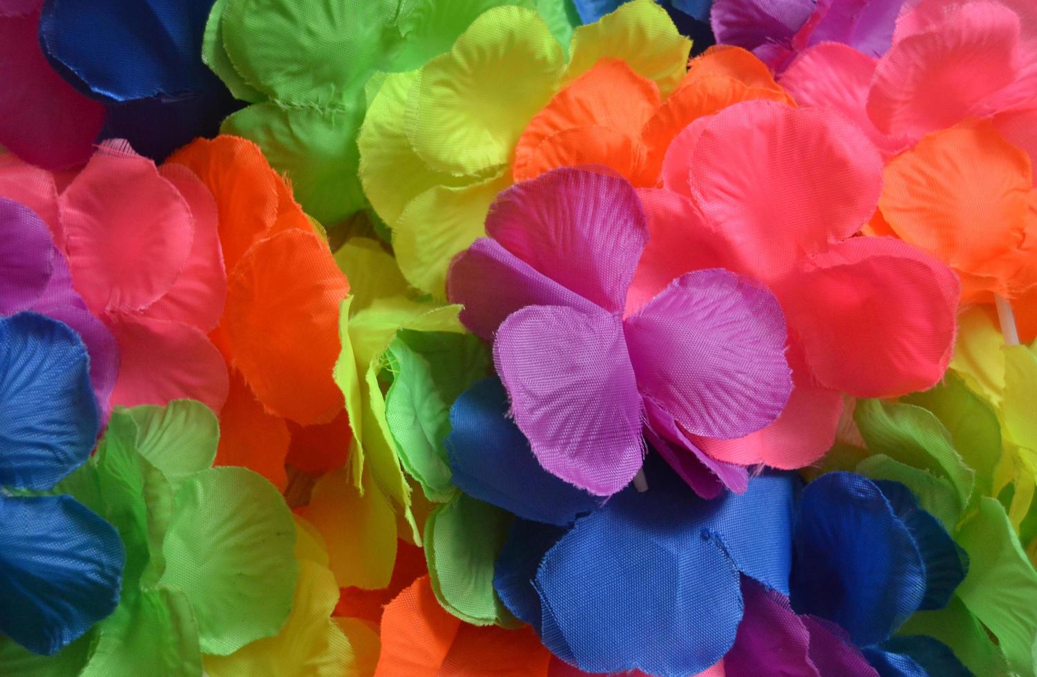 Artificial lei in rainbow colors photo
