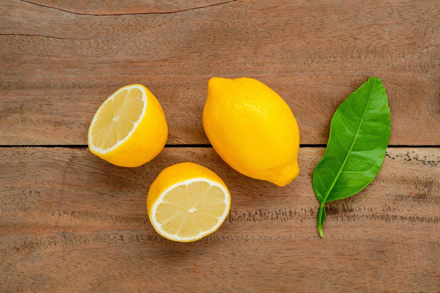 Top view of fresh lemons photo