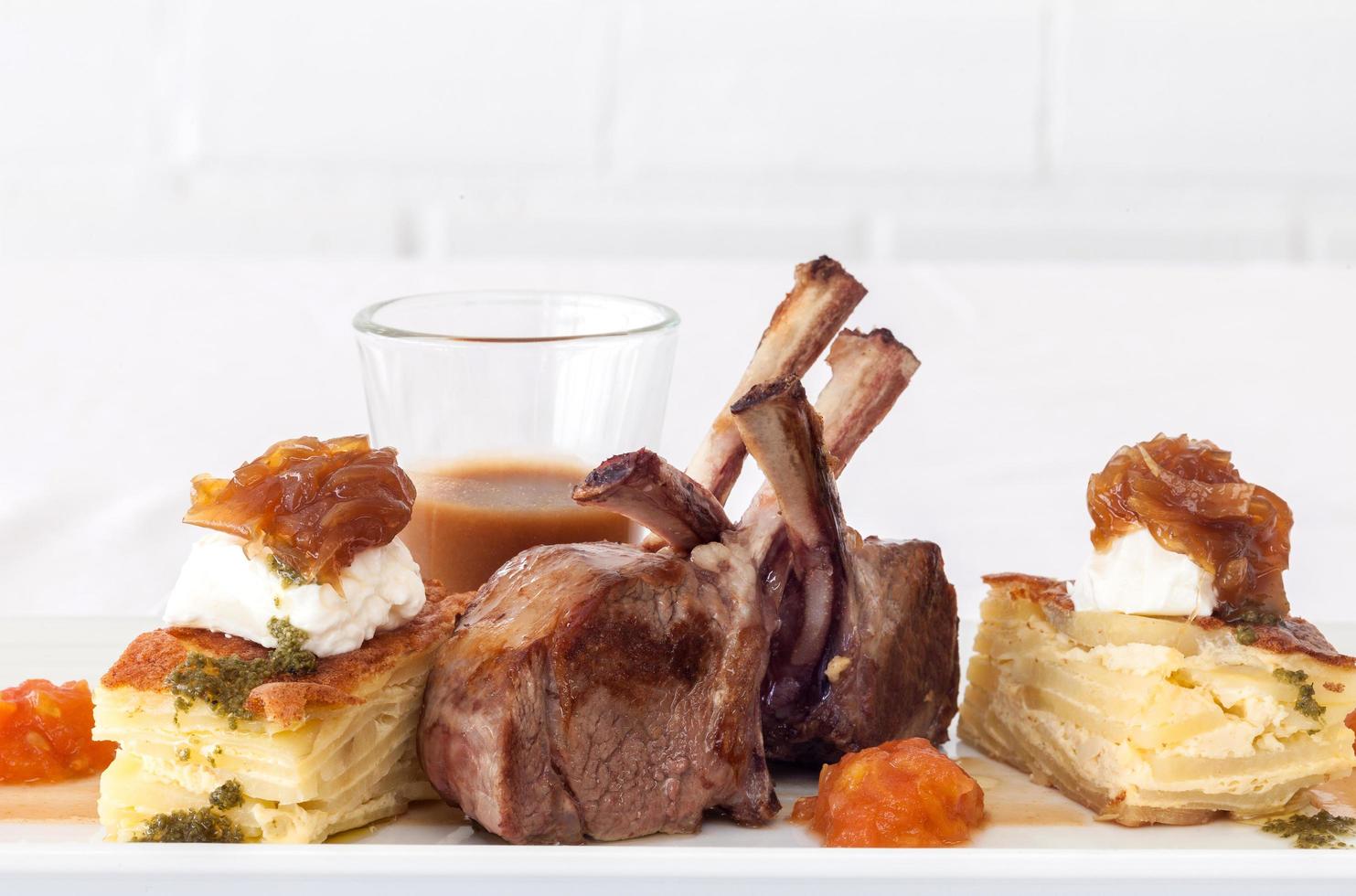 Roasted lamb chops photo