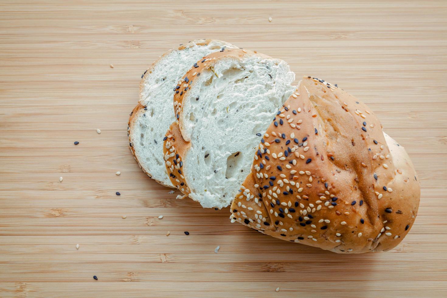 Fresh bread on wood photo