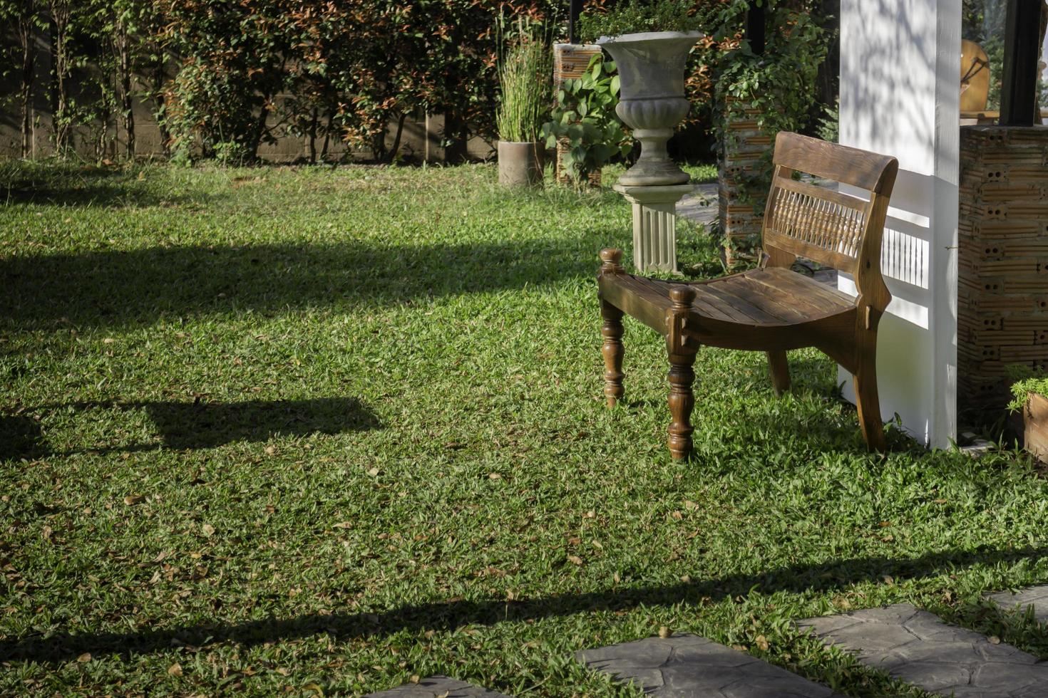 Chair outside in the garden photo