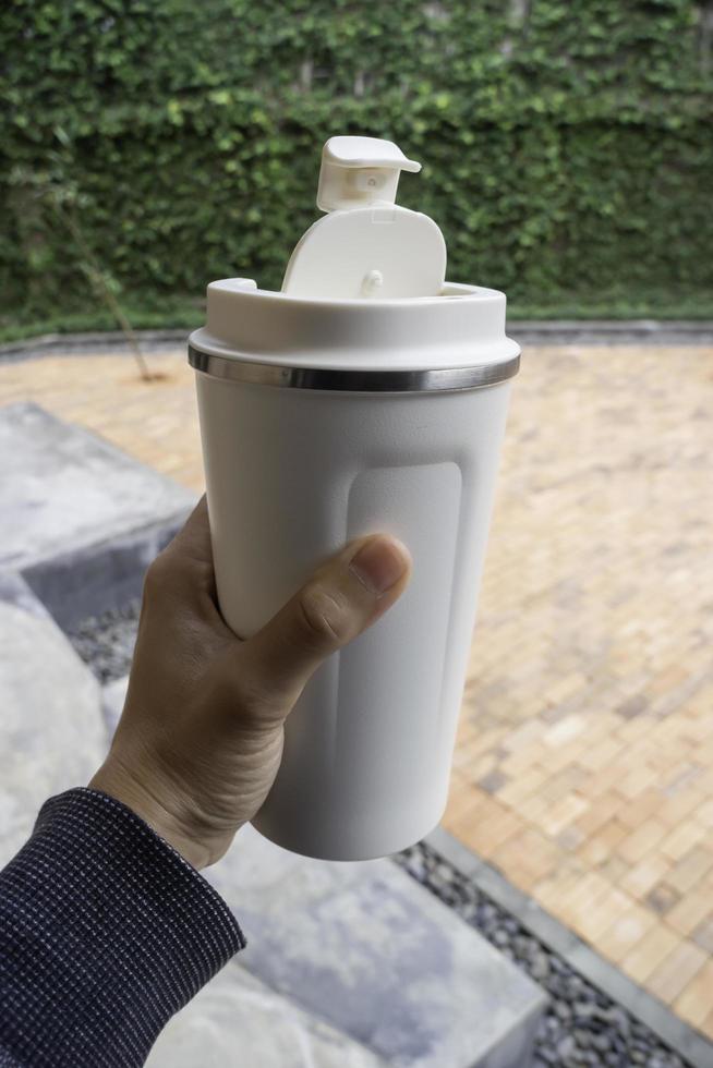 White personal travel mug photo