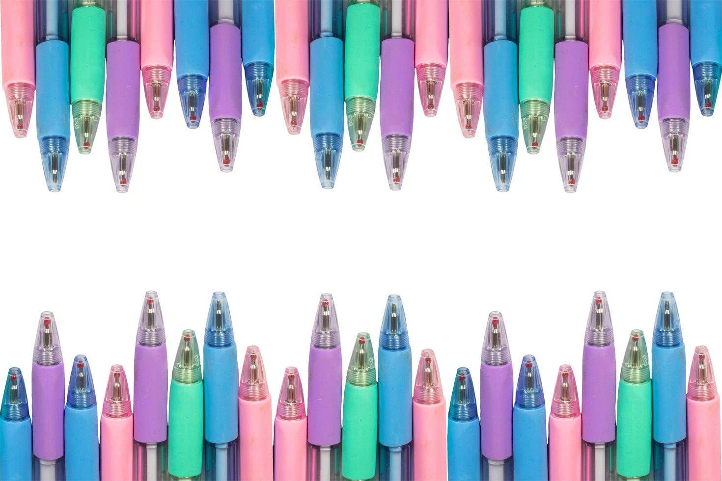 Color pens isolated clipping path on white background photo