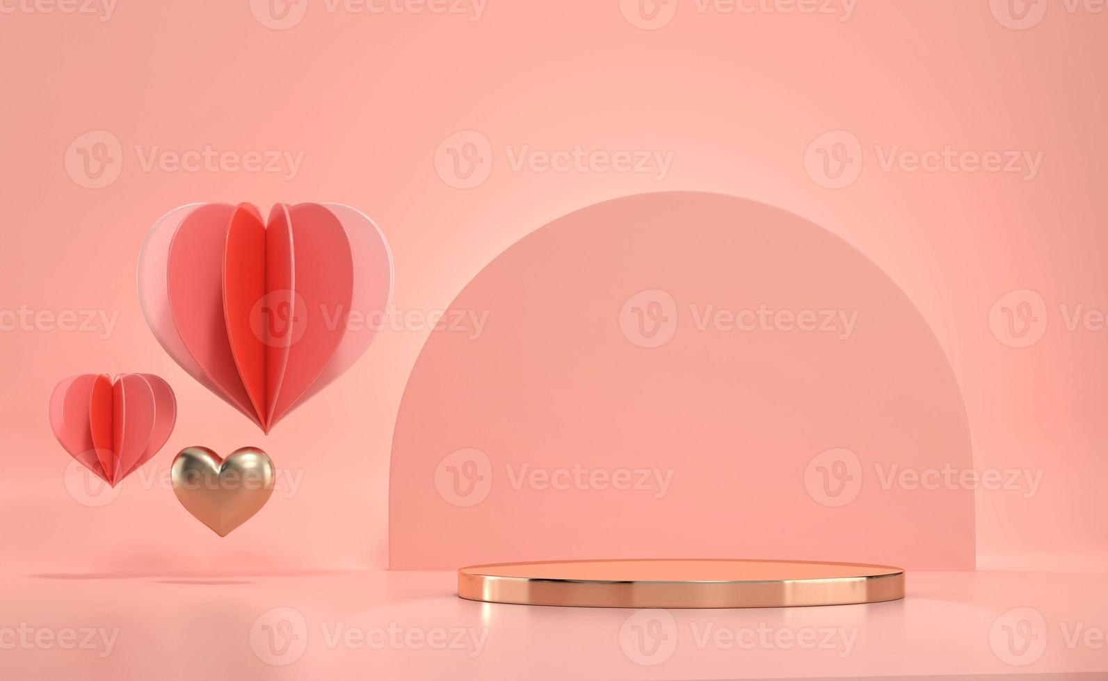 maqueta del podio del escenario del día de san valentín rosa foto