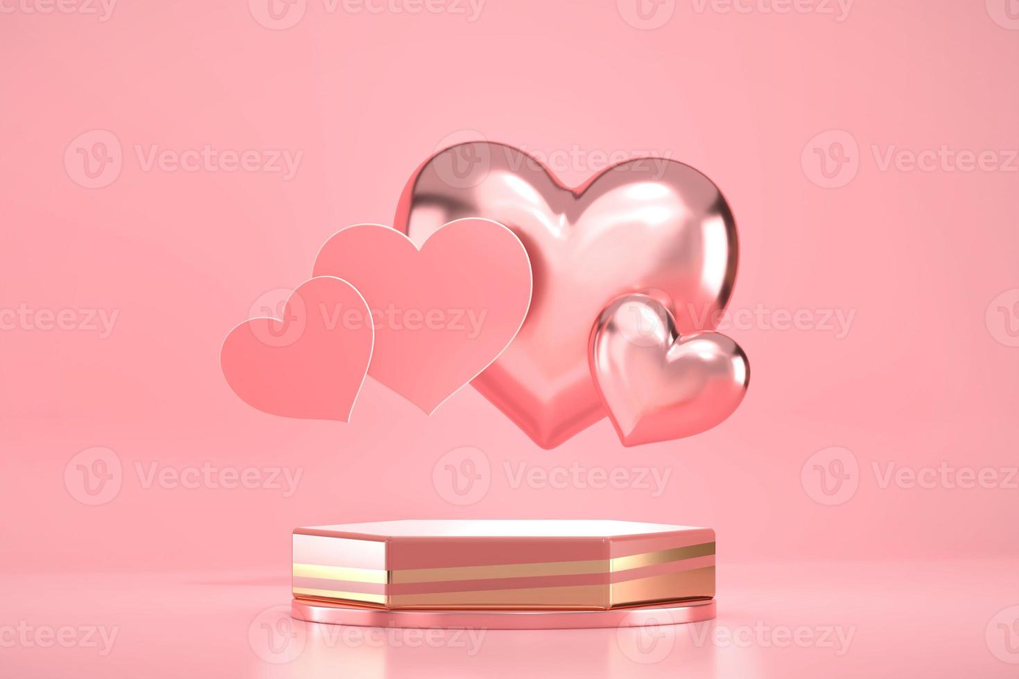 Valentine's Day hexagon stage podium mockup photo