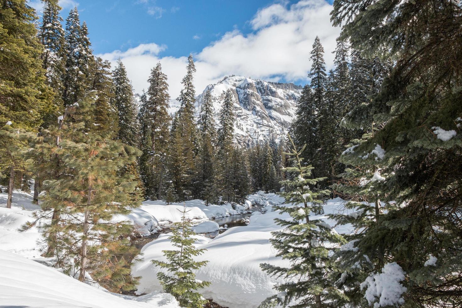 Snowy mountain landscape photo