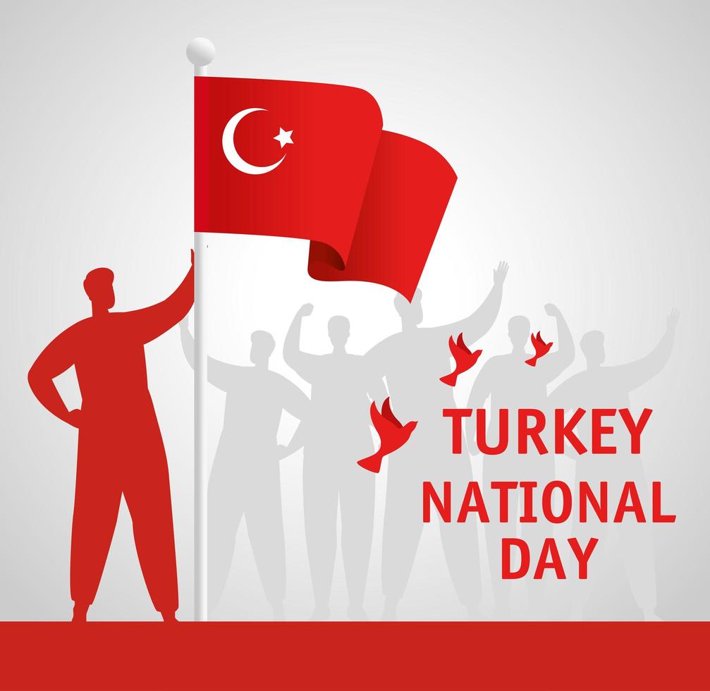 29 October, Turkish republic day with a person holding flag vector