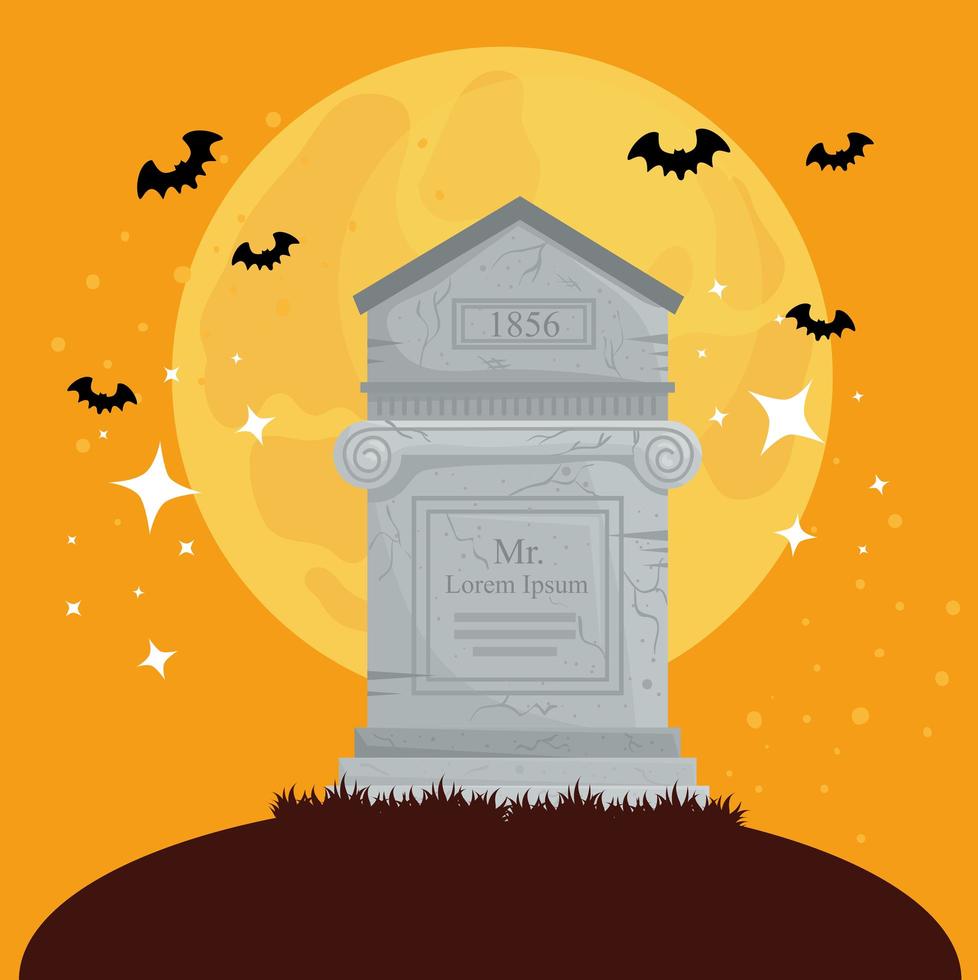 banner de feliz halloween con lápida vector