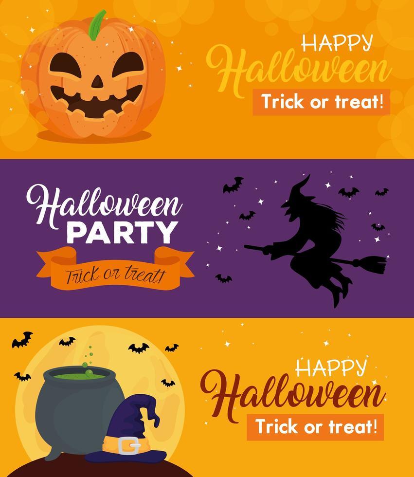 Happy Halloween banner set vector