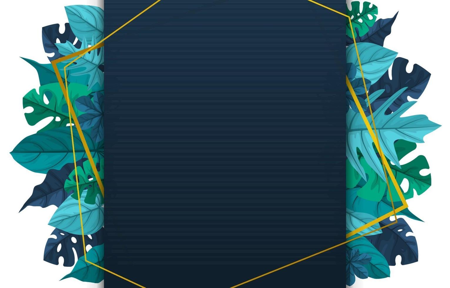 Polygon Background Template with Tropical Leaves Border Frame vector