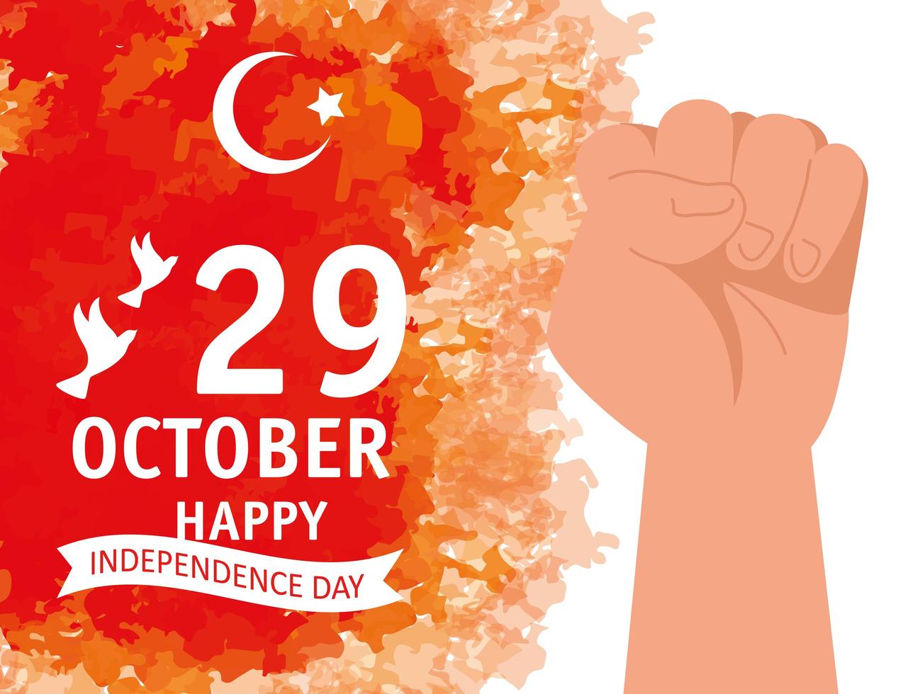 29 October, Turkish republic day with hand vector