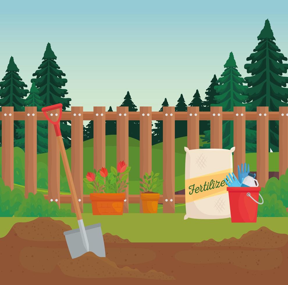 Gardening supplies vector design