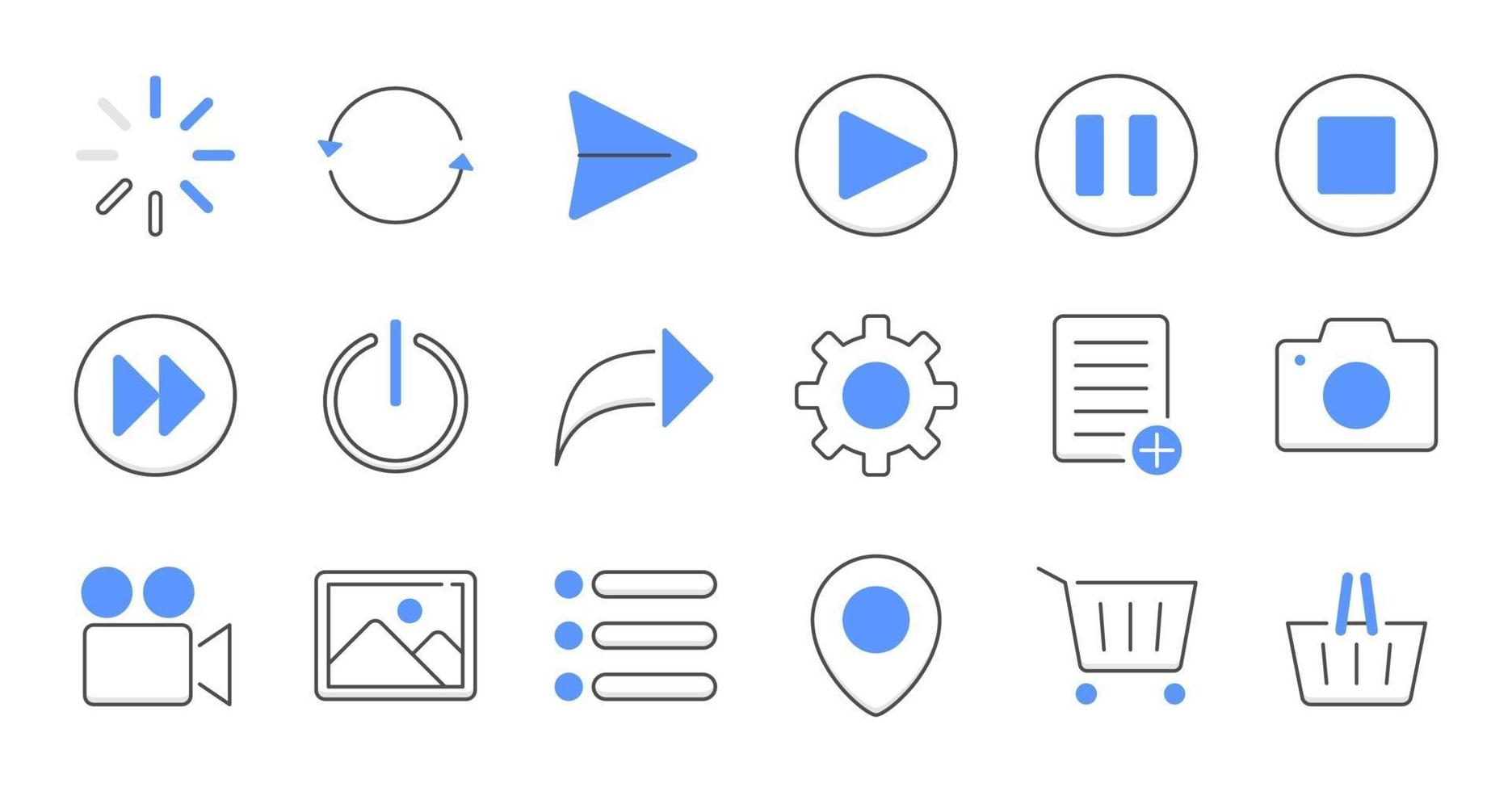 Colored line essential UI Icon set. vector