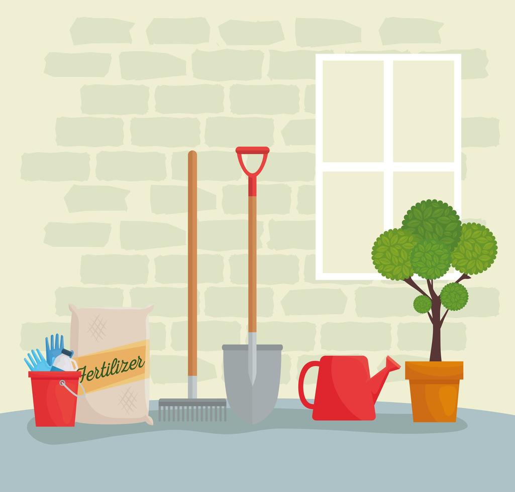 herramientas y suministros de jardinería vector