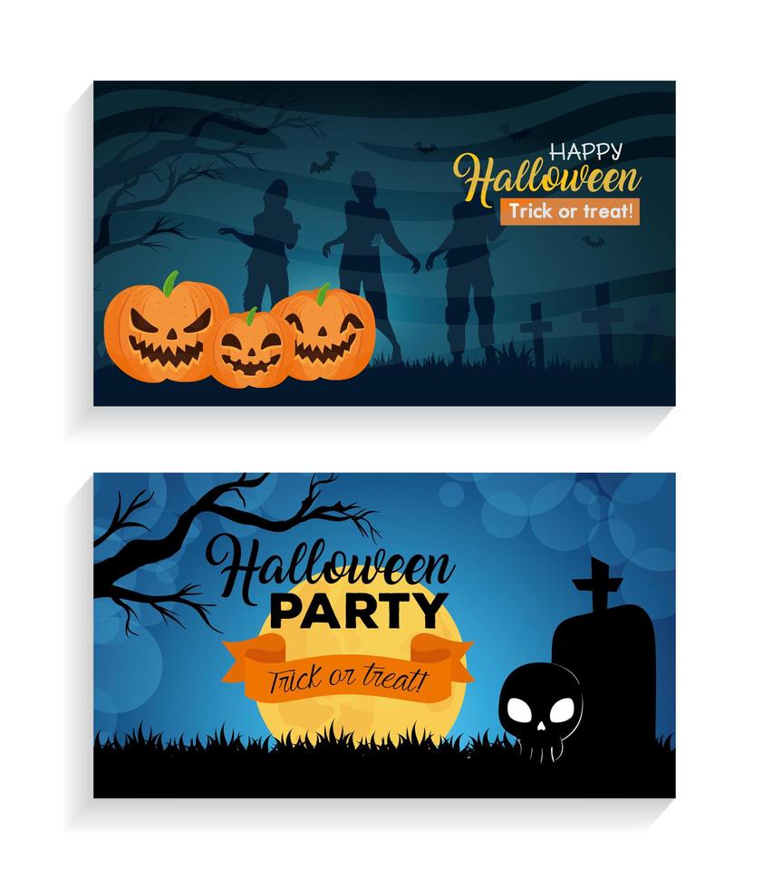 Happy Halloween banner set vector