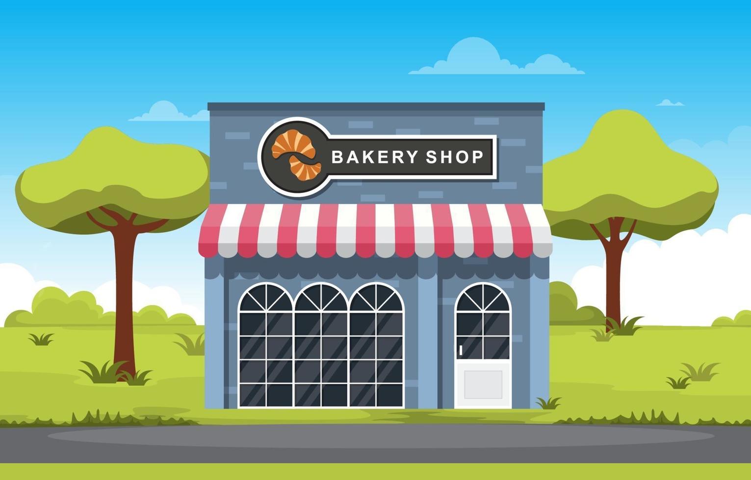 Fancy Bakery Shop with Trees vector