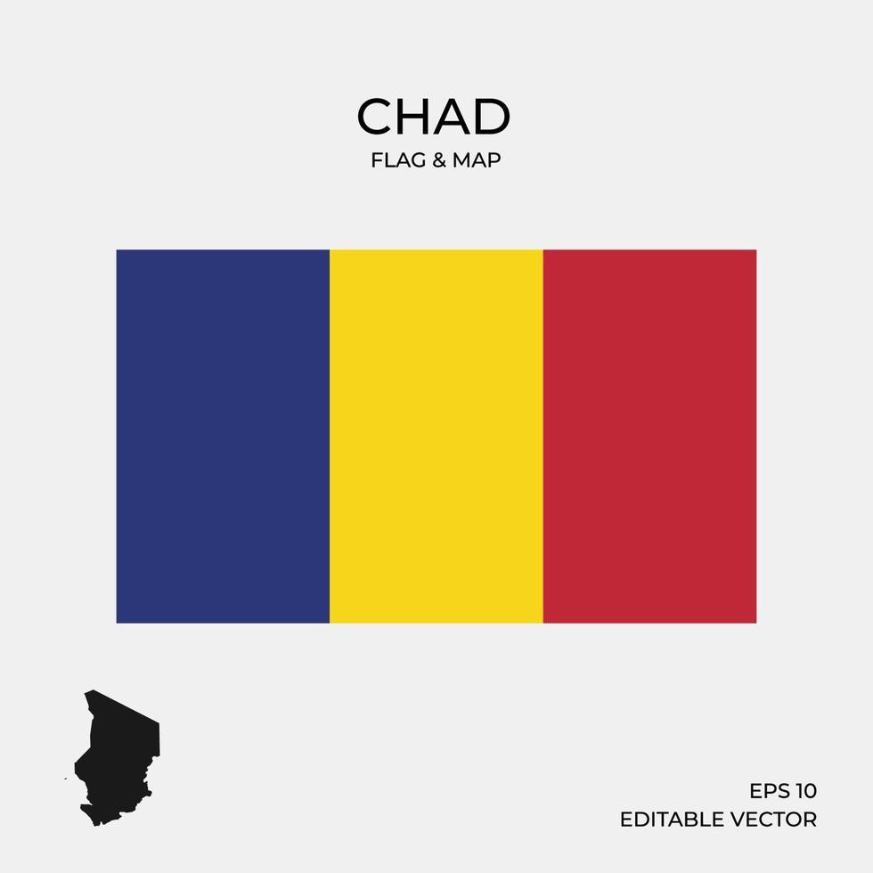 mapa y bandera de chad vector