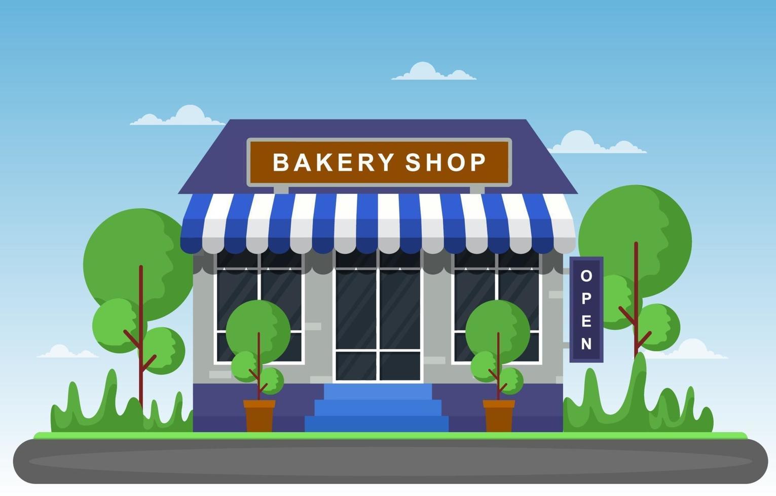 Fancy Bakery Shop with Trees vector