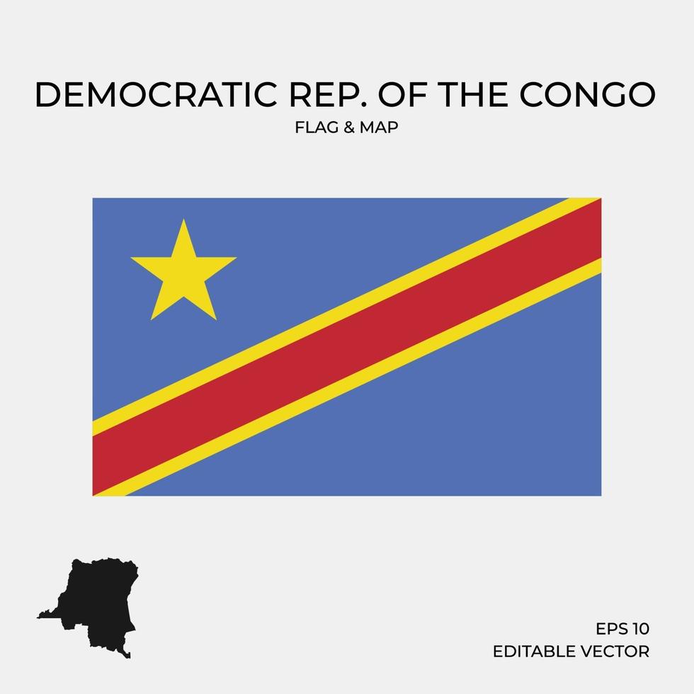 república democrática del congo mapa y bandera vector