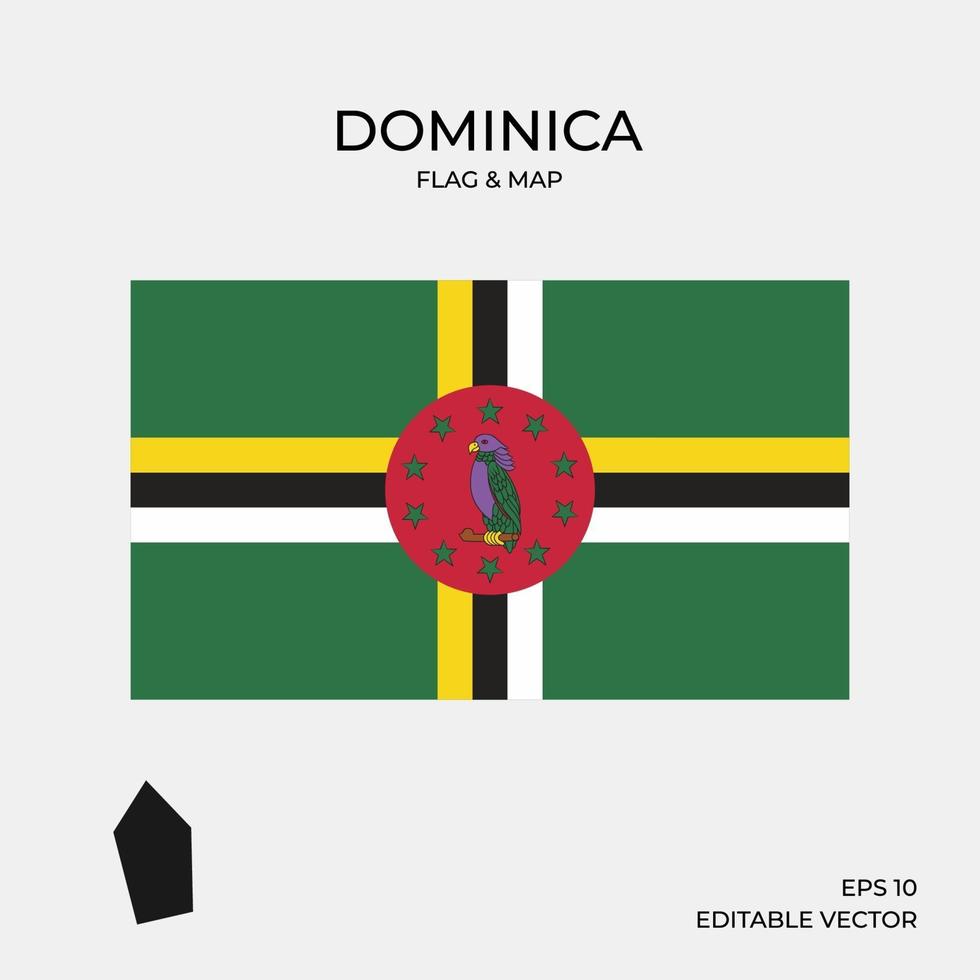 bandera y mapa de dominica vector