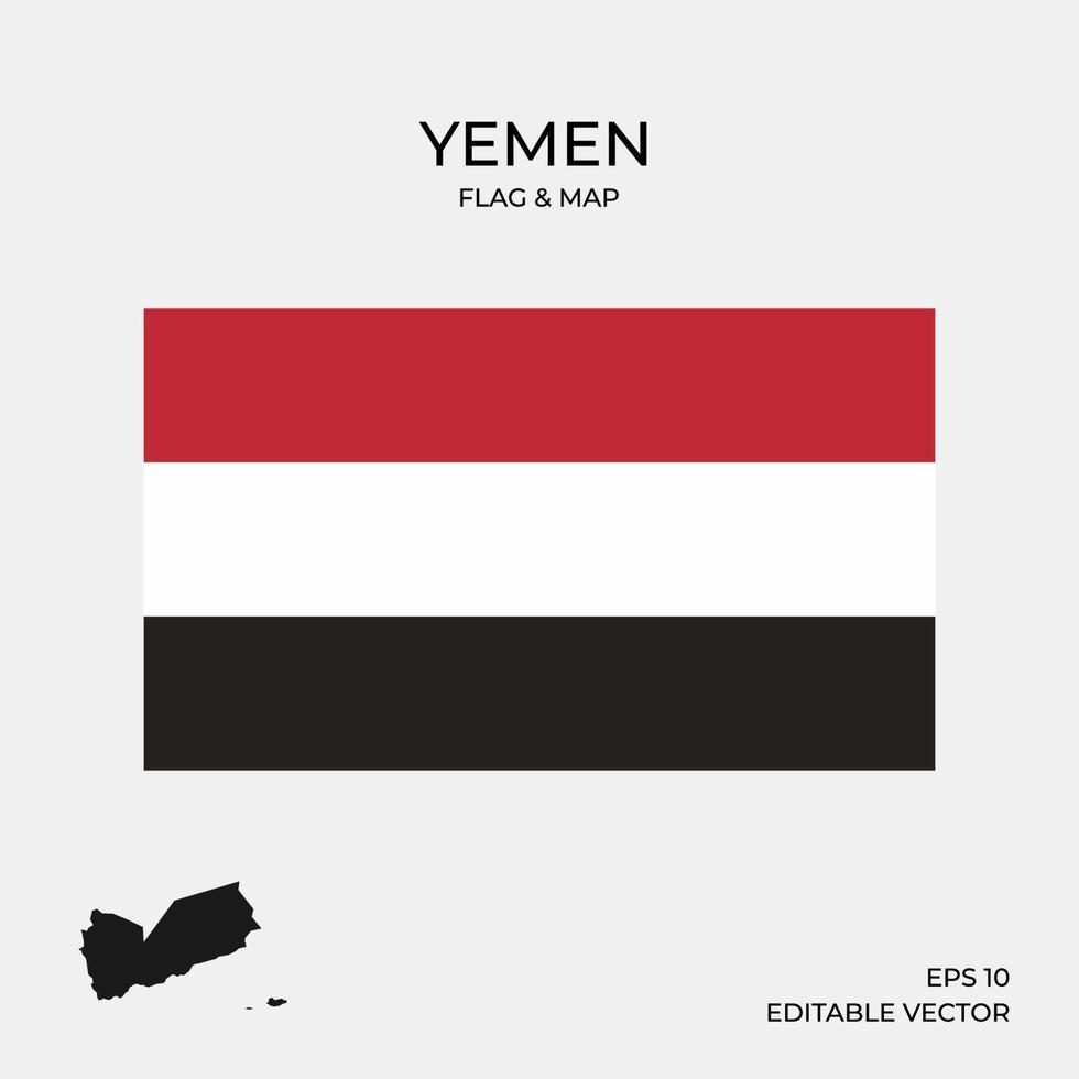 Yemen map and flag vector
