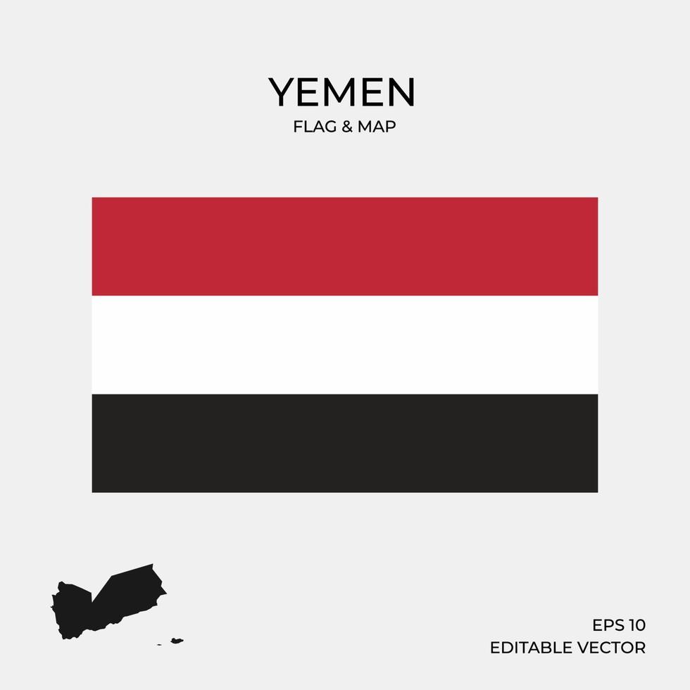 mapa y bandera de yemen vector