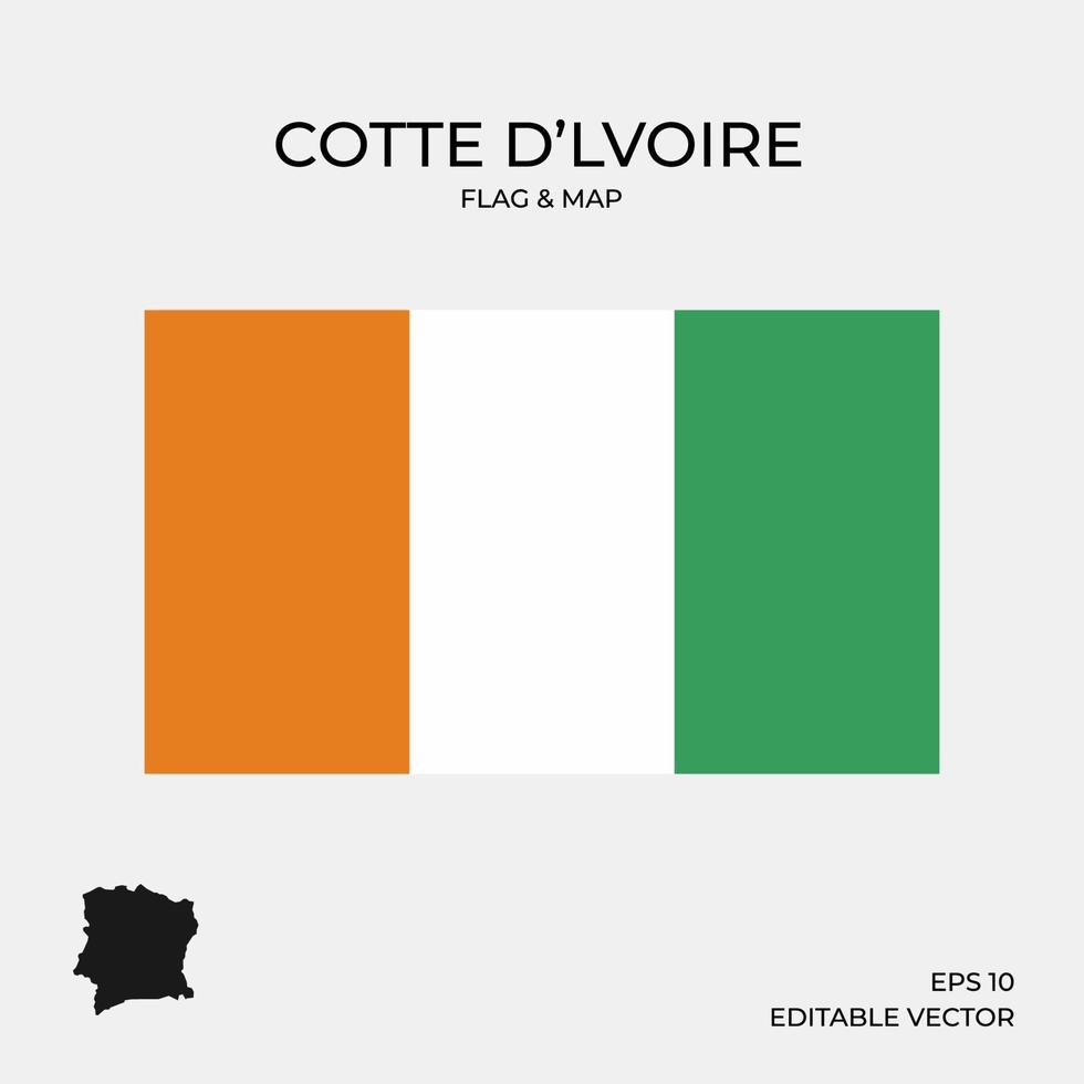 cotte d'lvoire map and flag vector