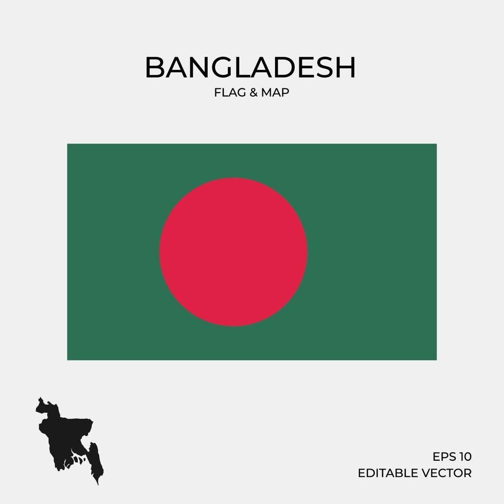 bandera y mapa de bangladesh vector