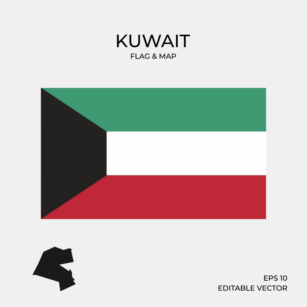 kuwait map and flag vector