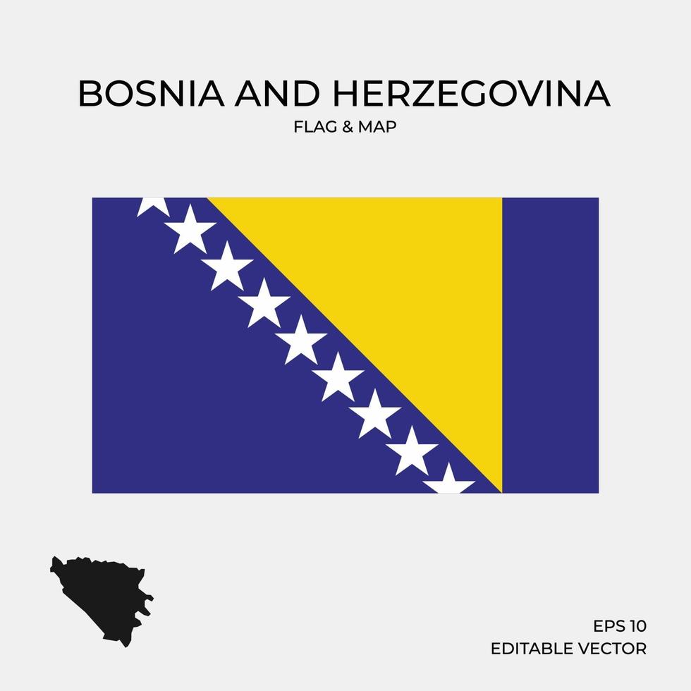 bandera y mapa de bosnia y herzegovina vector