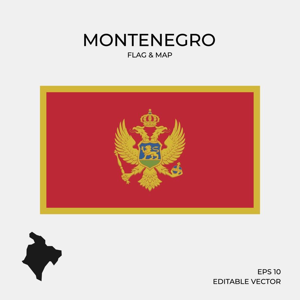 Montenegro map and flag vector