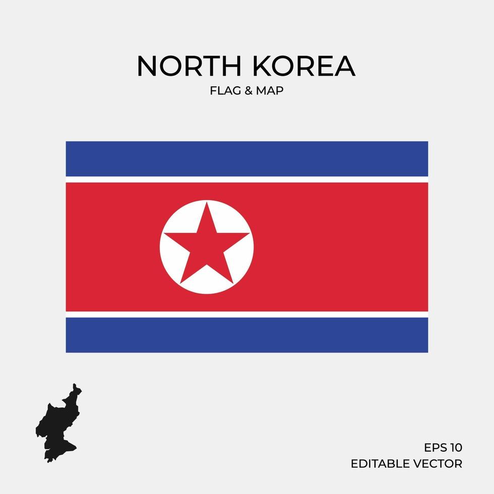 mapa y bandera de corea del norte vector