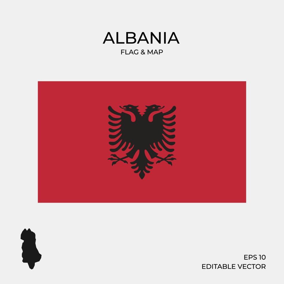 Albania flag and map vector