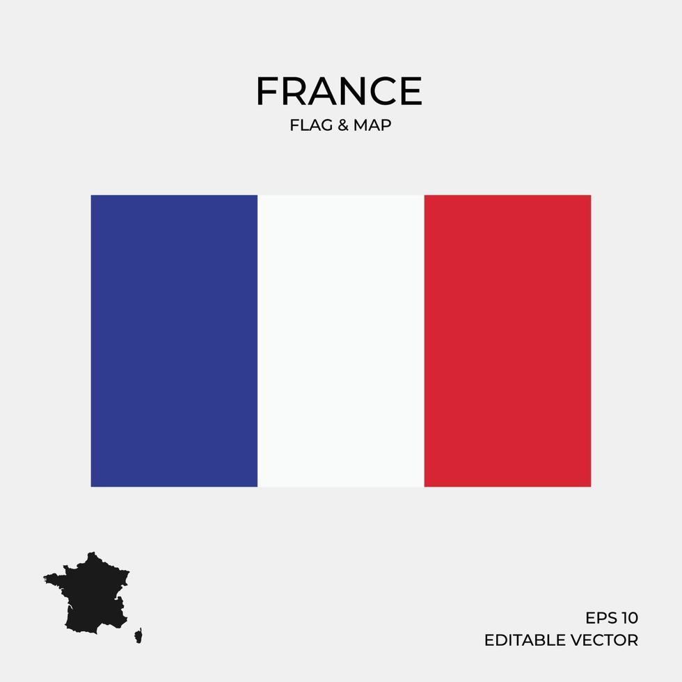 bandera de francia y mapa vector