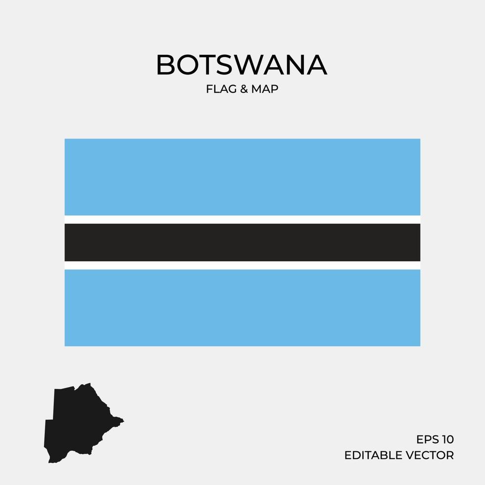 Botswana flag and map vector