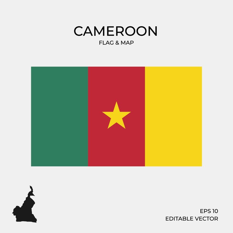 bandera de camerún y mapa vector