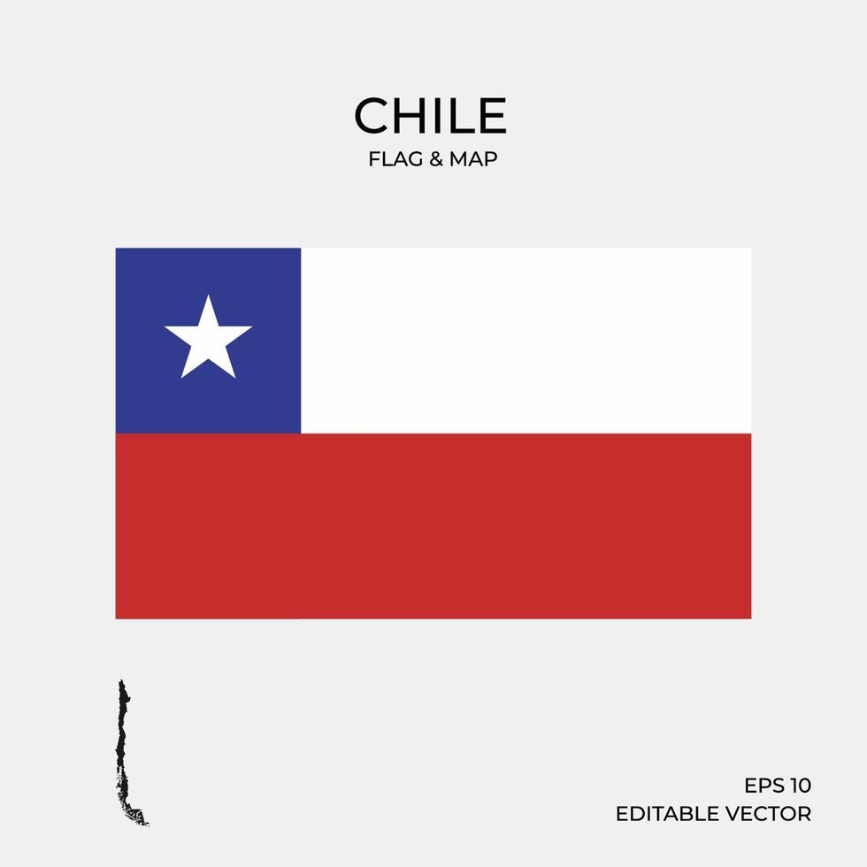 mapa y bandera de chile vector