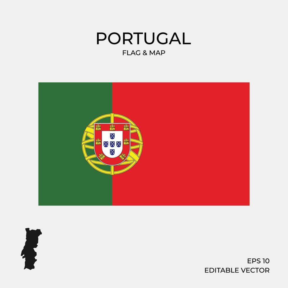 portugal mapa y bandera vector