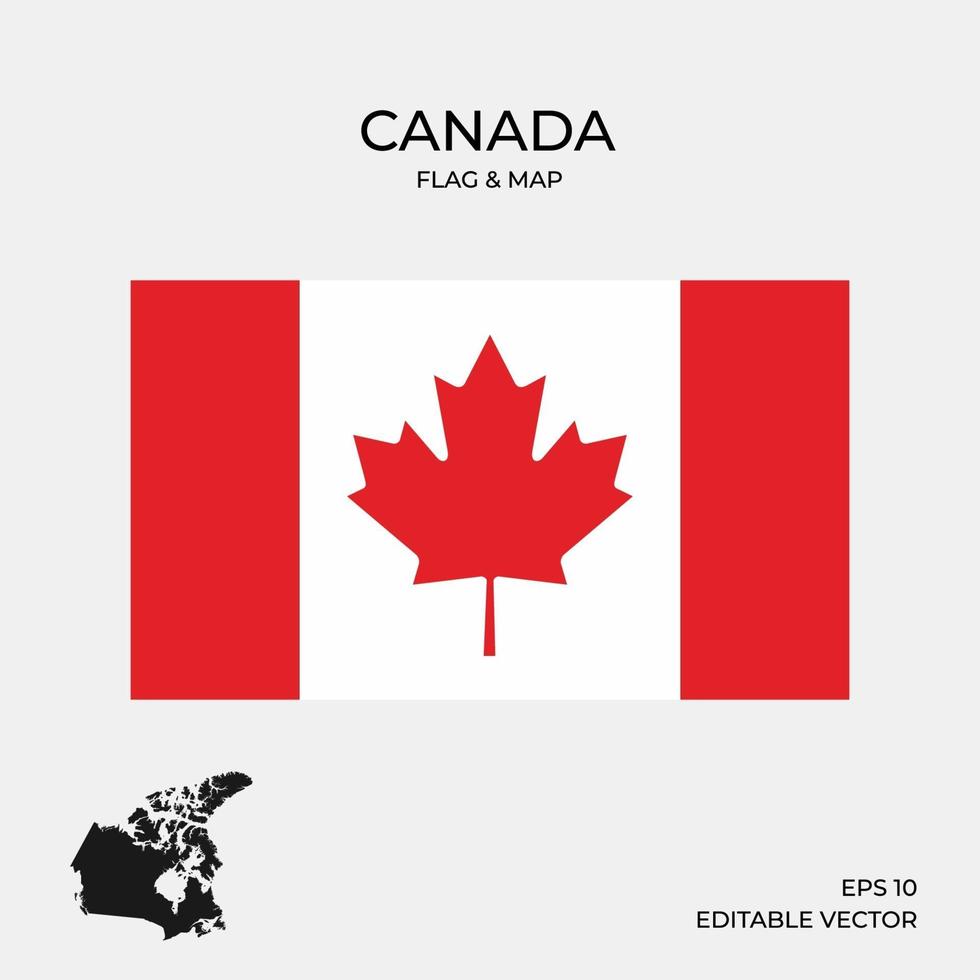 Canada flag and map vector