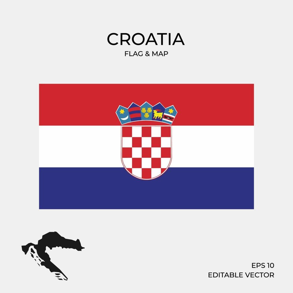 bandera de croacia y mapa vector