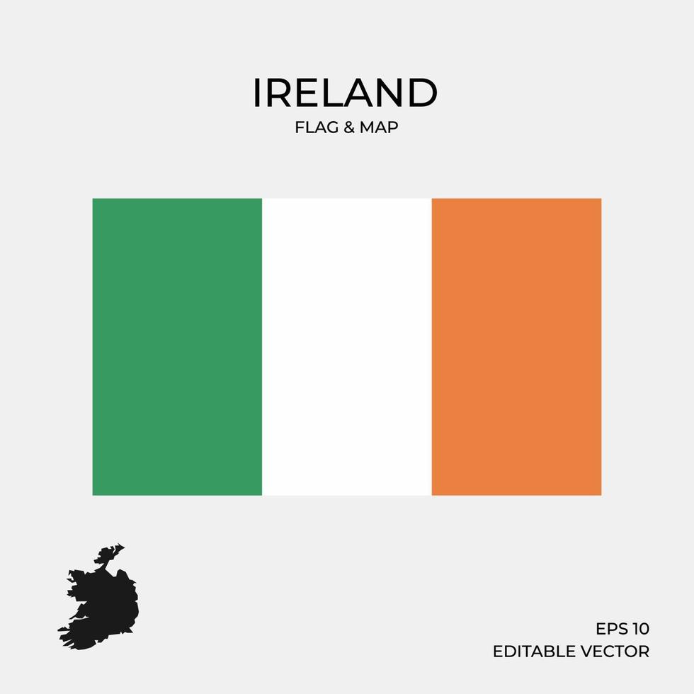 Ireland flag and map vector