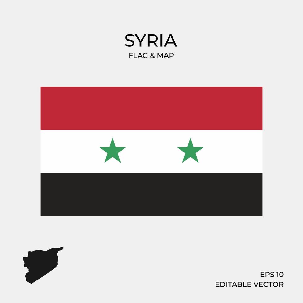 bandera y mapa de siria vector