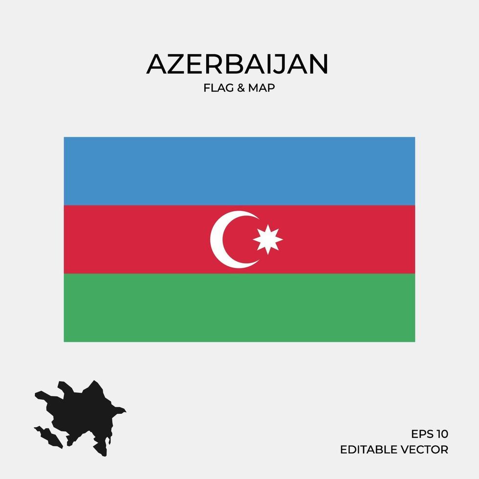 Azerbaijan flag and map vector