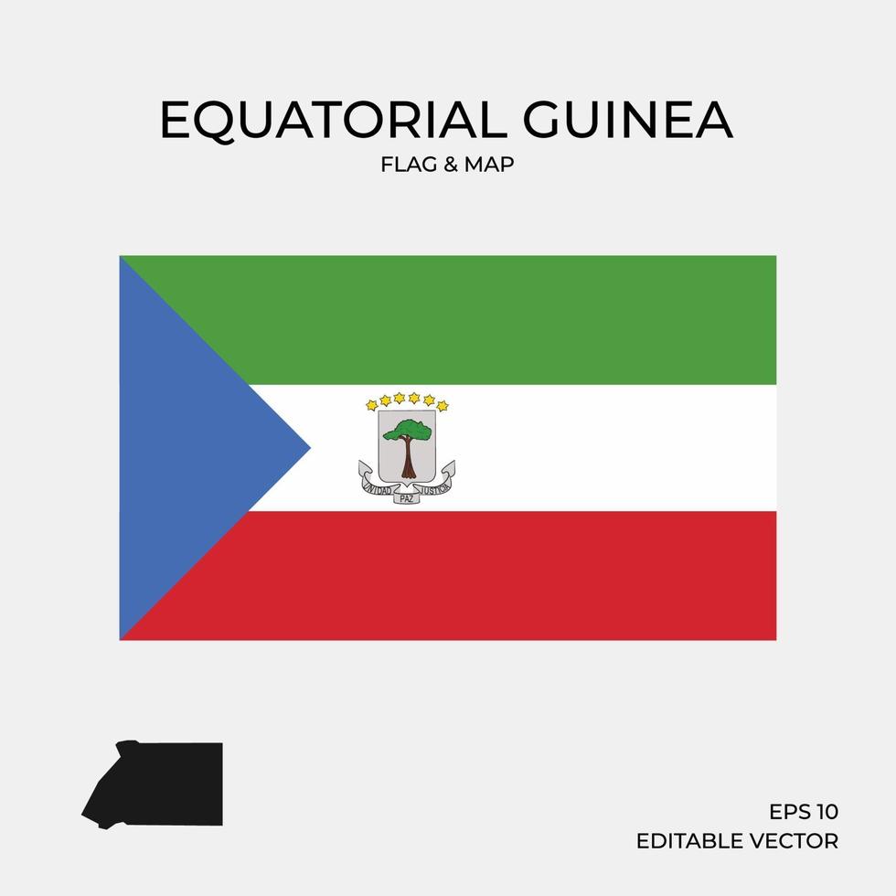 mapa y bandera de guinea ecuatorial vector