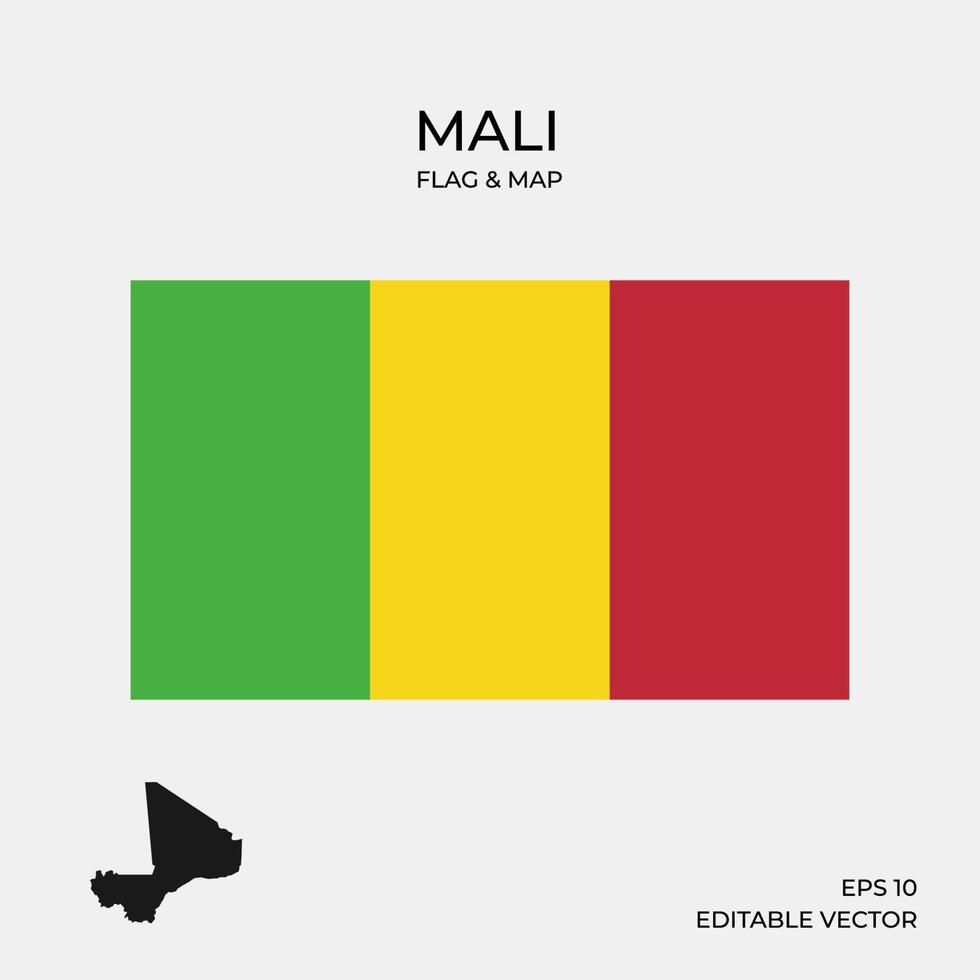 Mali flag and map vector