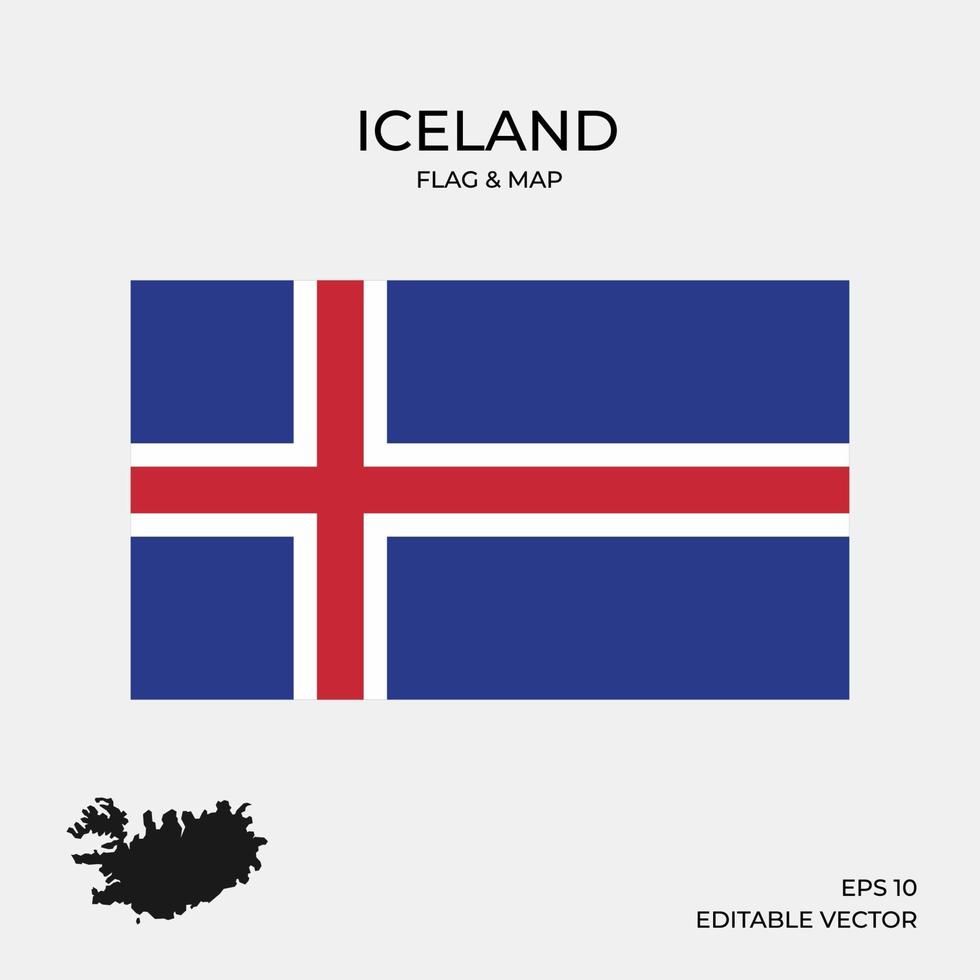 Iceland flag and map vector