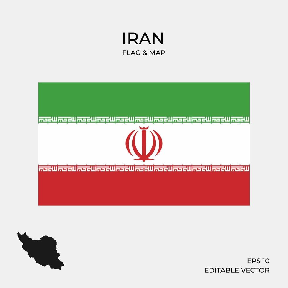 mapa y bandera de irán vector