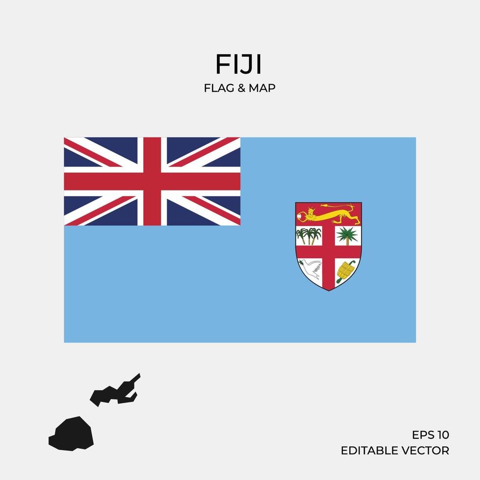Fiji flag and map vector