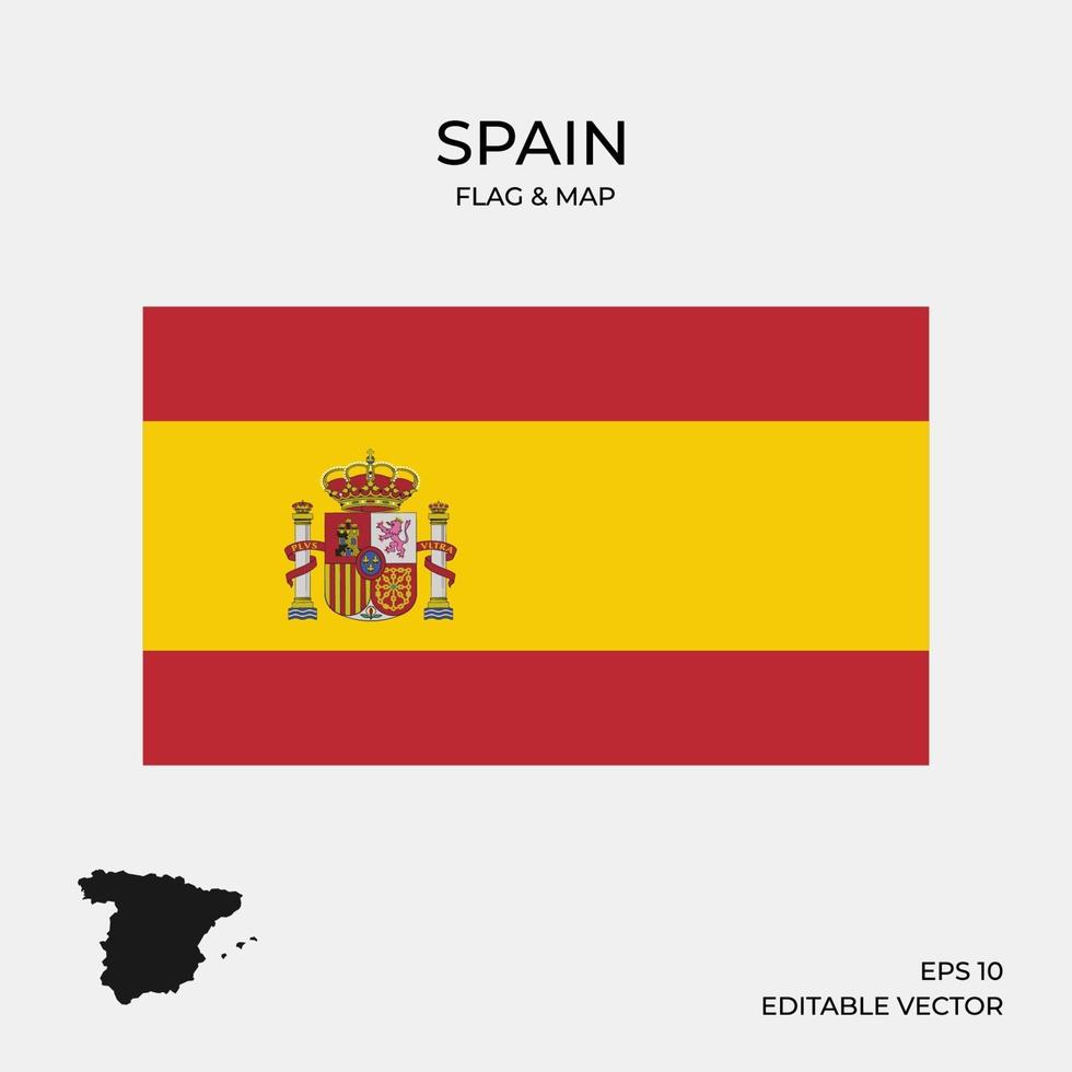 España mapa y bandera vector