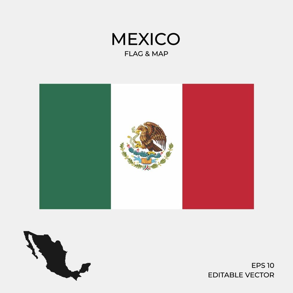 Mexico flag and map vector